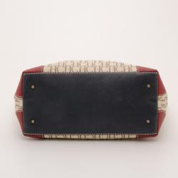 Pre Owned Carolina Herrera Beige Monogram Tote with Multicolor Trim