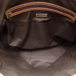 Pre Owned Carolina Herrera Beige Monogram Tote with Multicolor Trim