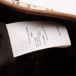 Pre Owned Carolina Herrera Beige Monogram Tote with Multicolor Trim