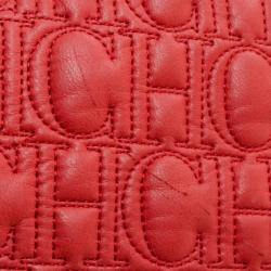 Pre Owned Carolina Herrera Red Monogram Embossed Chain Handle Tote 