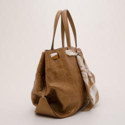 Pre Owned Carolina Herrera Monogram Embossed Scarf Tote