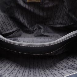 Pre Owned Carolina Herrera Black Monogram Embossed Tote 