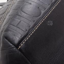 Pre Owned Carolina Herrera Black Monogram Embossed Tote 
