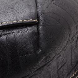 Pre Owned Carolina Herrera Black Monogram Embossed Tote 