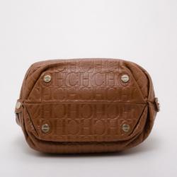 Pre Owned Carolina Herrera Brown Monogram Folded Flap Tote