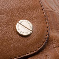 Pre Owned Carolina Herrera Brown Monogram Folded Flap Tote