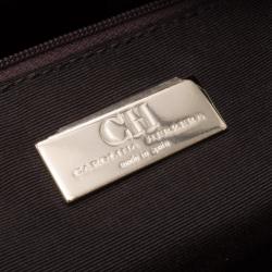 Pre Owned Carolina Herrera Brown Monogram Folded Flap Tote