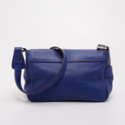 Pre Owned Carolina Herrera Blue Leather Messenger Bag 