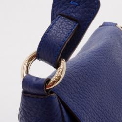Pre Owned Carolina Herrera Blue Leather Messenger Bag 