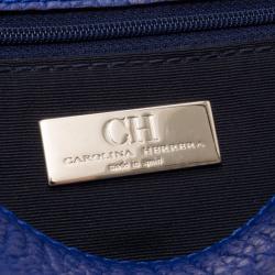 Pre Owned Carolina Herrera Blue Leather Messenger Bag 