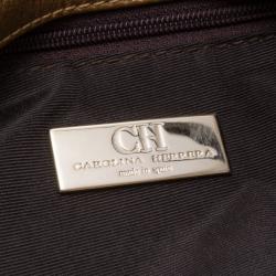 Pre Owned Carolina Herrera Audrey Bronze Bow Handbag