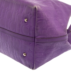 Carolina Herrera Purple Monogram Leather Matryoshka Tote