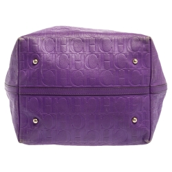 Carolina Herrera Purple Monogram Leather Matryoshka Tote