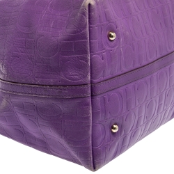 Carolina Herrera Purple Monogram Leather Matryoshka Tote