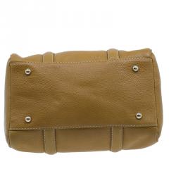 Pre Owned Carolina Herrera Camel Leahter Padlock Charm Boston Bag