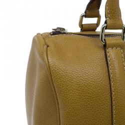 Pre Owned Carolina Herrera Camel Leahter Padlock Charm Boston Bag