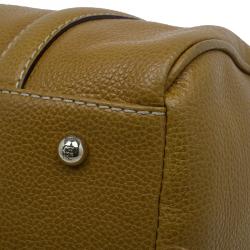 Pre Owned Carolina Herrera Camel Leahter Padlock Charm Boston Bag