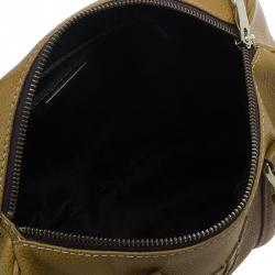 Pre Owned Carolina Herrera Camel Leahter Padlock Charm Boston Bag