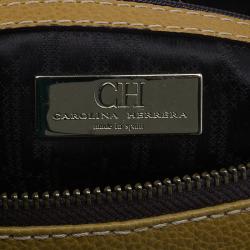 Pre Owned Carolina Herrera Camel Leahter Padlock Charm Boston Bag