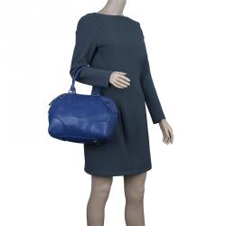 Pre Owned Carolina Herrera Blue Leather Boston Bag