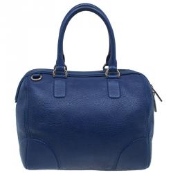 Pre Owned Carolina Herrera Blue Leather Boston Bag