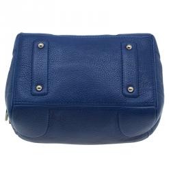 Pre Owned Carolina Herrera Blue Leather Boston Bag