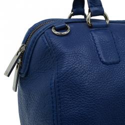 Pre Owned Carolina Herrera Blue Leather Boston Bag