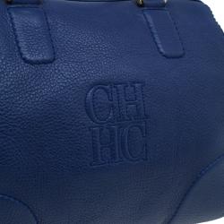 Pre Owned Carolina Herrera Blue Leather Boston Bag