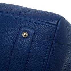 Pre Owned Carolina Herrera Blue Leather Boston Bag