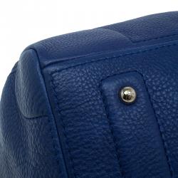 Pre Owned Carolina Herrera Blue Leather Boston Bag