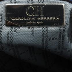 Pre Owned Carolina Herrera Blue Leather Boston Bag