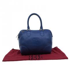 Pre Owned Carolina Herrera Blue Leather Boston Bag