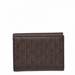 Pre Owned Carolina Herrera Brown Monogram Leather Tri Fold Compact Wallet