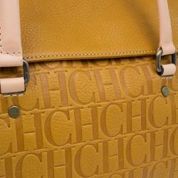 Pre Owned Carolina Herrera Tan Monogram Leather Satchel Bag