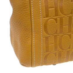 Pre Owned Carolina Herrera Tan Monogram Leather Satchel Bag