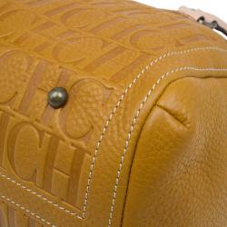Pre Owned Carolina Herrera Tan Monogram Leather Satchel Bag