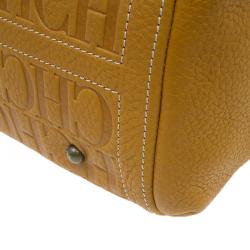 Pre Owned Carolina Herrera Tan Monogram Leather Satchel Bag