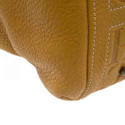 Pre Owned Carolina Herrera Tan Monogram Leather Satchel Bag