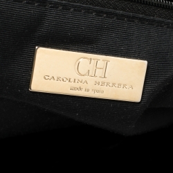 Pre Owned Carolina Herrera Black Monogram Embossed Leather Dahlia Hobo