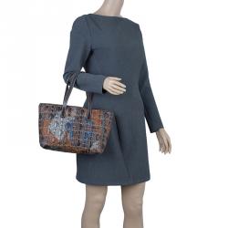 Pre Owned Carolina Herrera Multicolor Perforated Leather Tote Bag