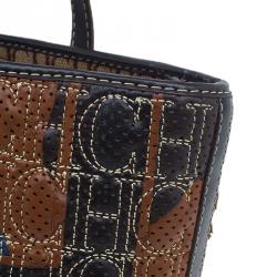 Pre Owned Carolina Herrera Multicolor Perforated Leather Tote Bag