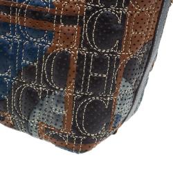 Pre Owned Carolina Herrera Multicolor Perforated Leather Tote Bag