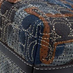Pre Owned Carolina Herrera Multicolor Perforated Leather Tote Bag