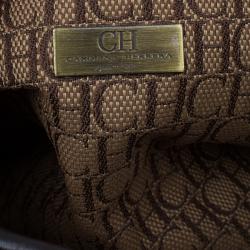 Pre Owned Carolina Herrera Multicolor Perforated Leather Tote Bag