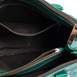 Pre Owned Carolina Herrera Green Embossed Leather Matteo Tote