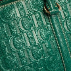 Pre Owned Carolina Herrera Green Embossed Leather Matteo Tote