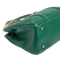 Pre Owned Carolina Herrera Green Embossed Leather Matteo Tote