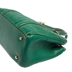 Pre Owned Carolina Herrera Green Embossed Leather Matteo Tote