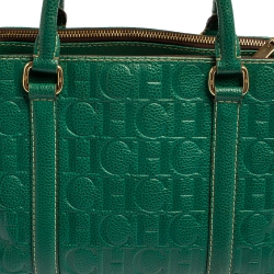 Pre Owned Carolina Herrera Green Embossed Leather Matteo Tote