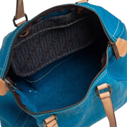 Pre Owned Carolina Herrera Turquoise Monogram Leather large Andy Boston Bag